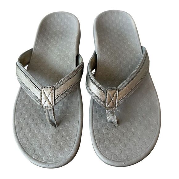 Vionic Tide II Toe Post Orthaheel Sandal Pewter Silver - Picture 2 of 9